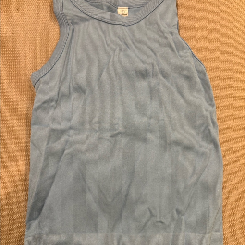 90 Degree By Reflex girls Light Blue Ribbed Tank Top